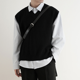 shijoin原创fundajoin黑色，v领短款针织毛衣，背心ins200120宽松马甲