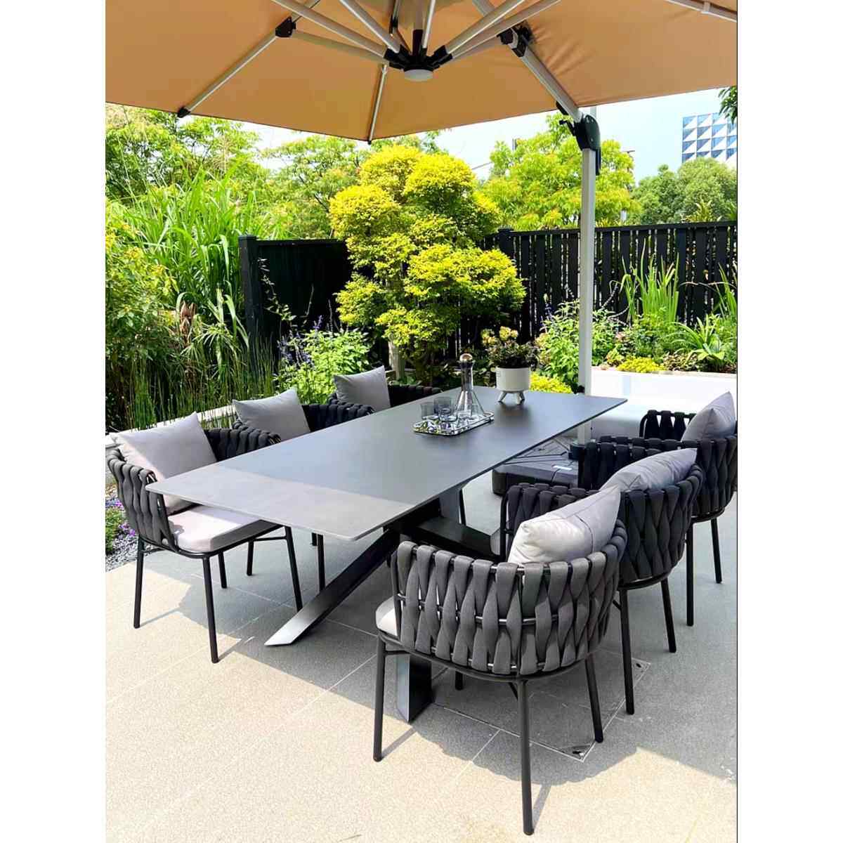 户外桌椅庭院别墅岩板桌子花园阳台家具室外休闲防水防阳藤椅组合