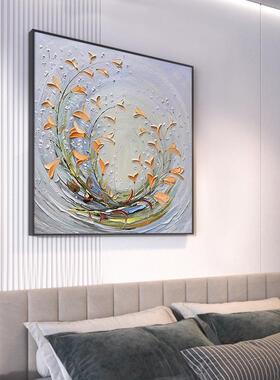 网红抽象油背画画手绘牵牛卉装饰花画挂画客厅饭厅入户玄关景墙园