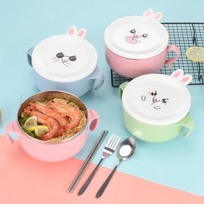 不锈钢泡面碗带盖学生饭盒单个少女心神器可爱宿舍用方便面筷套装