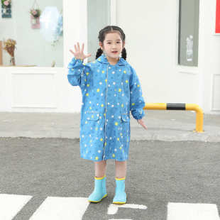 防暴雨防防雪风 儿童雨衣带书包位男童女童宝宝雨披幼儿小孩长款