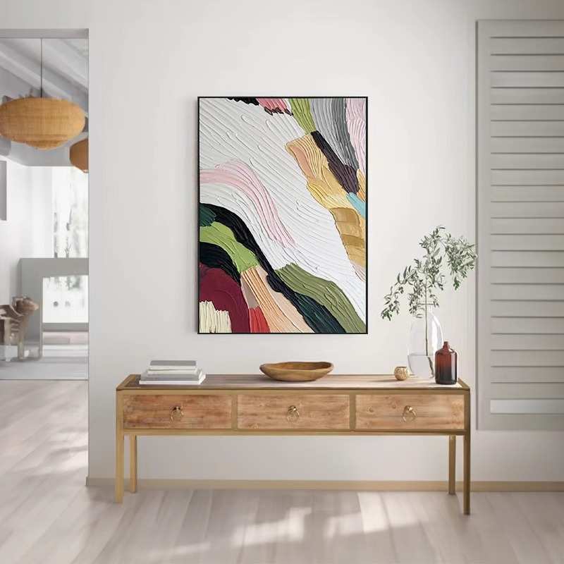 轻法式奶油风客厅沙发背景墙装饰画高级感餐厅玄关挂画纯手绘油画图片