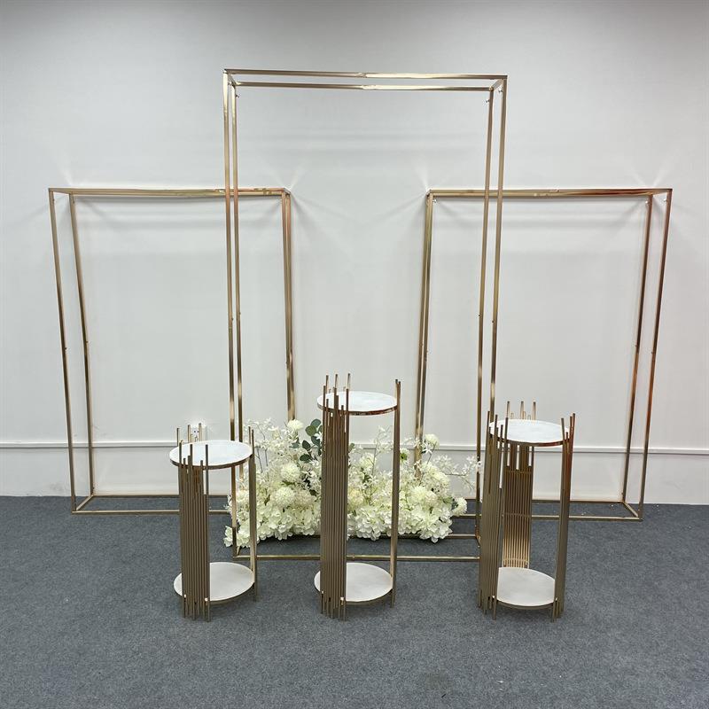 新款金婚庆道具方色方框铁摆艺架BRS子长体花架屏风件布置几何路