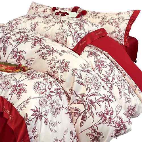 红色婚庆床上四件套喜庆婚被套新婚礼床单床笠结婚嫁轻奢高端床品