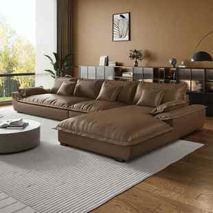 政府补贴华瑞娜意式极简真皮大坐深帆船贵妃沙发客厅羽绒皮艺沙发