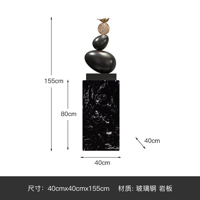 高档创意入户玄关雕塑样办公室售楼处石来艺运转招财术柜摆件客厅