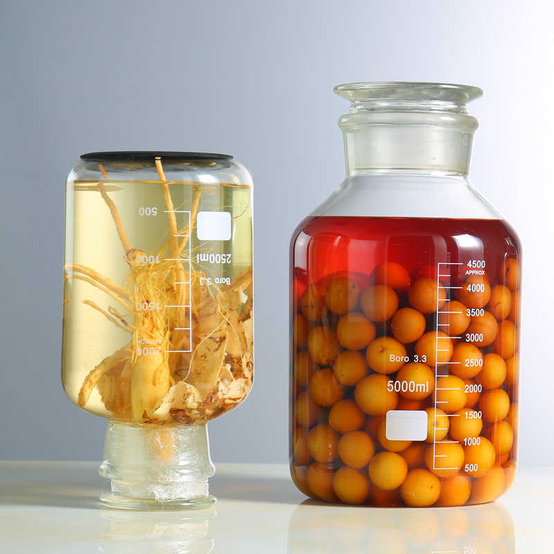 广口磨砂玻璃泡酒瓶10斤20斤50斤100斤酿酒坛人参青梅药材密封罐