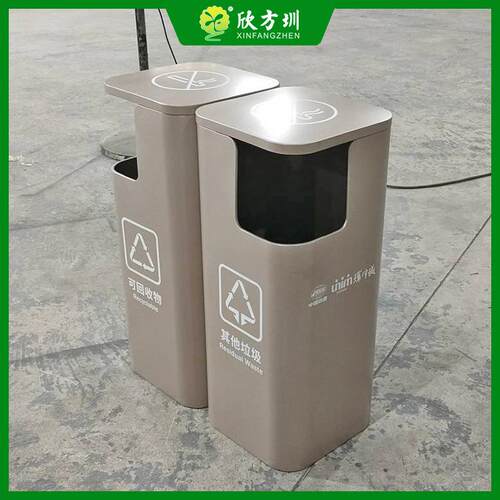 户外物业小区商场环卫侧投口不锈钢分类垃圾桶方形喷塑金属果皮箱
