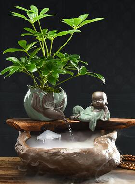 创意小型客厅循环流水摆件装饰生财喷泉办公桌面鱼缸乔迁礼品