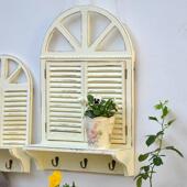 花盆架花园店铺墙面壁饰 田园做旧木质挂式 壁挂百叶窗户装 饰架法式