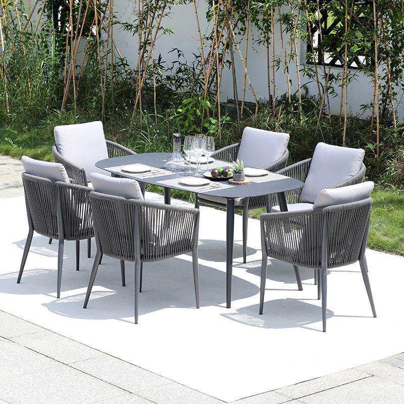 北欧户外桌椅庭院别墅花园阳台室外铝架藤编组合休闲藤椅藤制铝藤