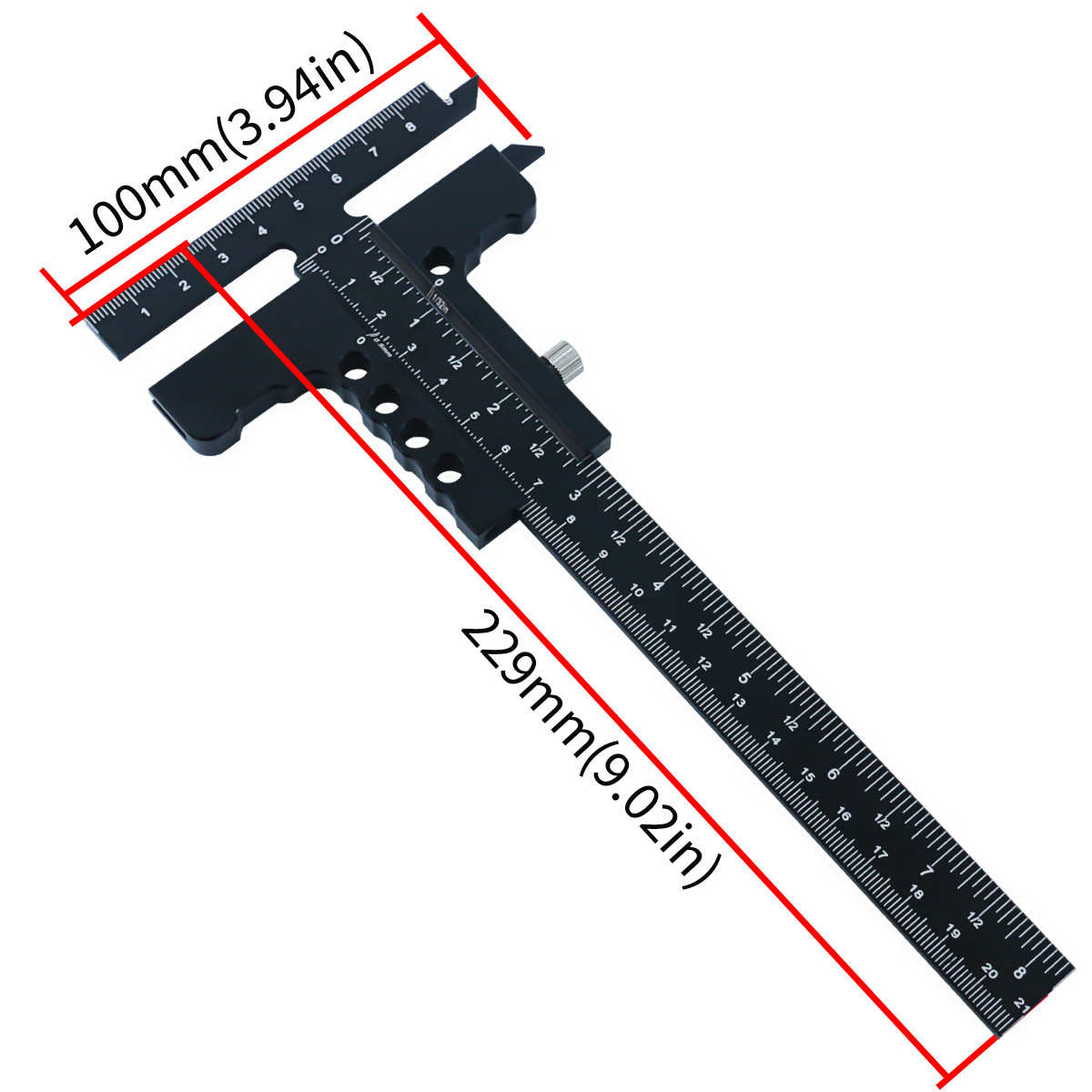 木工划线尺铝合金滑动划线尺用T型直角划线测量标记木工DIY工具