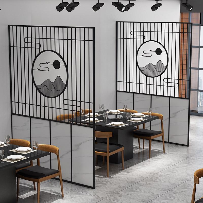 现代铁艺屏风餐厅饭店隔断包厢卡座围栏酒店隔栏工业风屏风装饰墙