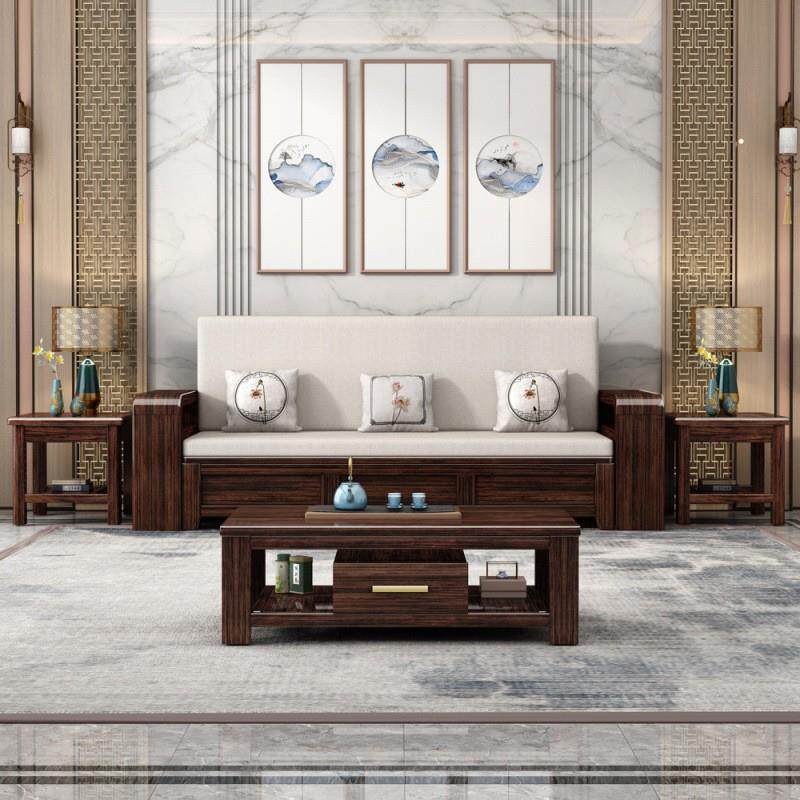 新中式紫金檀木实木沙发床一体两用罗汉床推拉抽拉式折叠沙发床