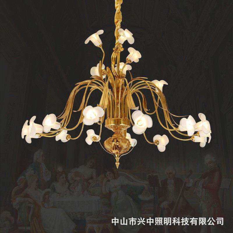 欧式铜灯法式全铜吊灯客厅餐厅楼梯别墅奢华复古宫廷大气灯饰