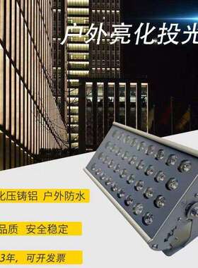 led方形投光灯景观灯照树灯户外防水48W七彩投光灯广告招牌灯厂家