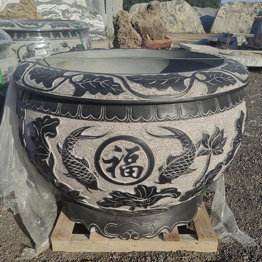 门海鱼缸风水球庭院大理石石雕养鱼缸流水喷水流水摆件现货厂家