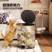 禾牧程不锈钢皮革垃圾桶高颜值花卉中古风家用法式 复古带盖桶代发