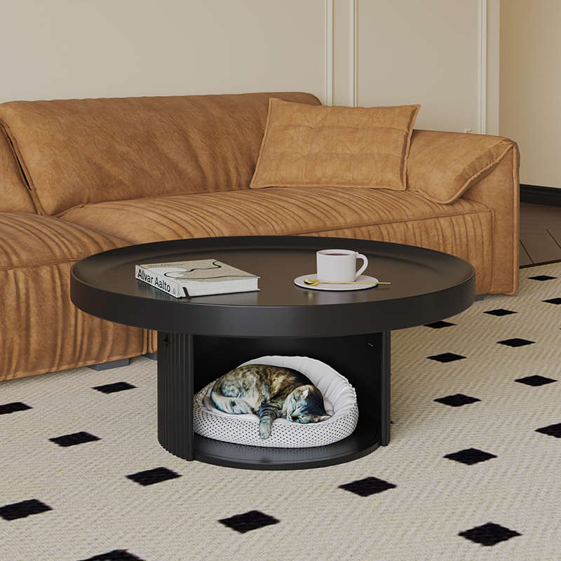 简约客厅沙发茶几法式奶油风小户型设计师创意宠物圆形小茶几矮桌