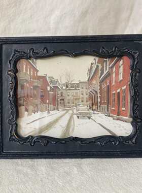 中古黑色画框7寸树脂相框摆台欧式复古雕花照片墙组合挂画装饰画