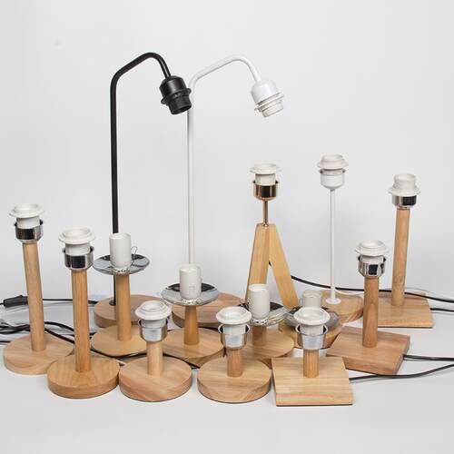 手工diy台灯材料包灯座底座配件橡胶实木e27螺口灯头调光替换灯架