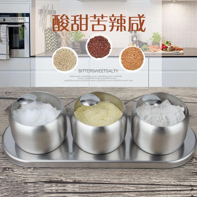 厨房304不锈钢调味罐套装家用 欧式佐料盒辣椒味精调料罐子味料盒