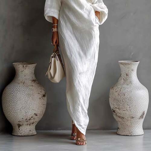 Breathable one shoulder lazy dress透气单肩慵懒连衣裙