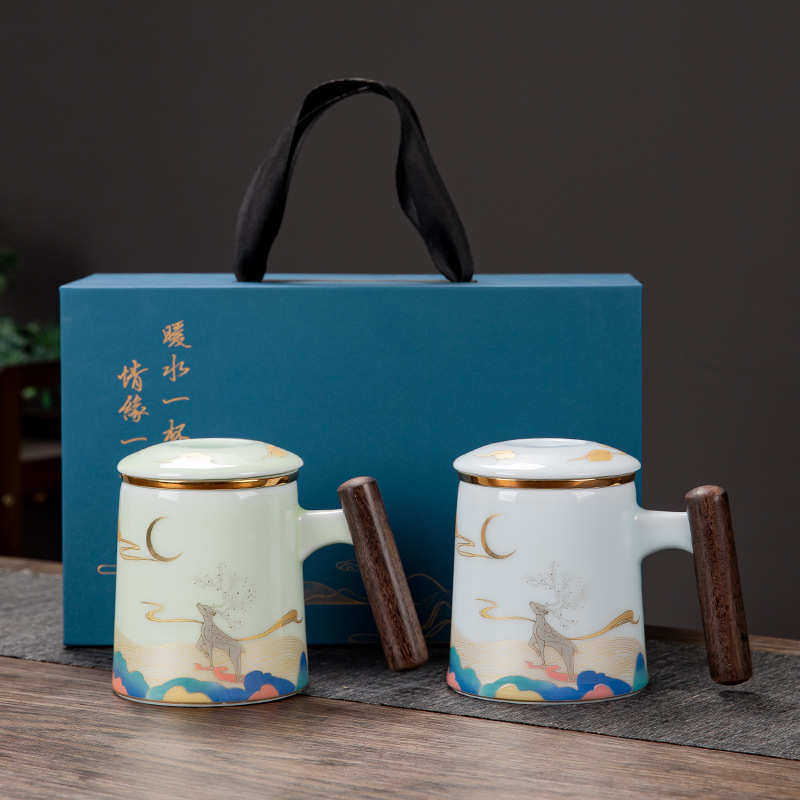 三件套礼品国杯办公开业风泡茶茶水家用陶瓷套装潮茶具杯会议分离