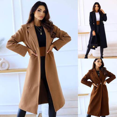 Women'S Fall Winter Fitted Long Sleeve Plain Coat Jackets,