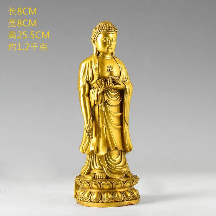 高档全铜阿站弥佛像居陀家摆件装饰属猪属狗工艺品佛品像中式