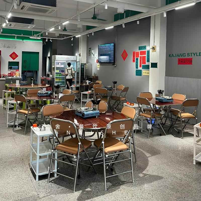 港式茶餐厅大排档桌椅夜宵店市井外摆火锅店烧烤小吃店折叠桌子