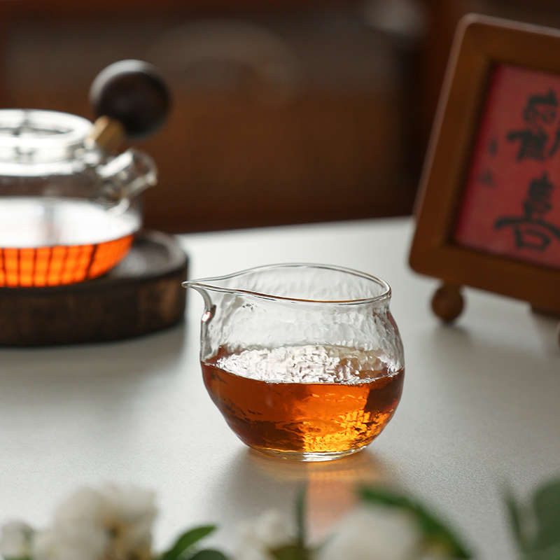 叶屿 若谷玻璃公道杯高硼硅耐热锤纹加厚分茶器大容量茶道茶海