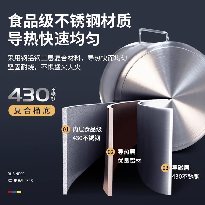 05款商用饭店不锈钢复合底汤桶加厚煮水汤卤水锅熬汤锅油桶粥桶