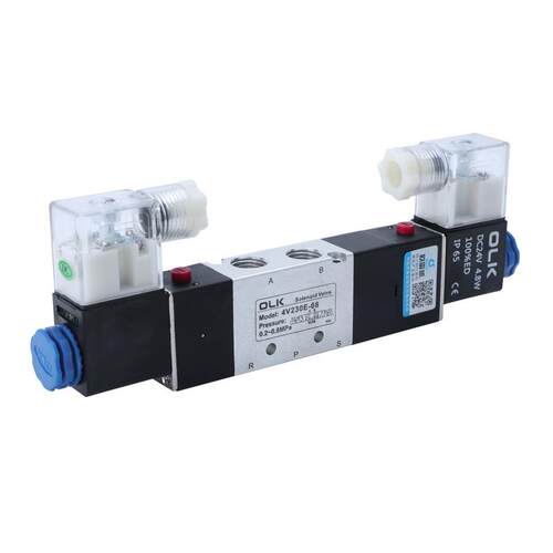 OLK欧雷凯电磁阀4V230C/E/P-08三位五通中封中泄中压气缸行程可控