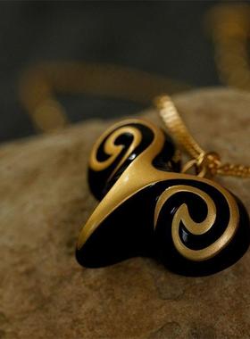 山羊系列原创设计黑珐琅项链毛衣链高级感独特时尚个性新品礼物