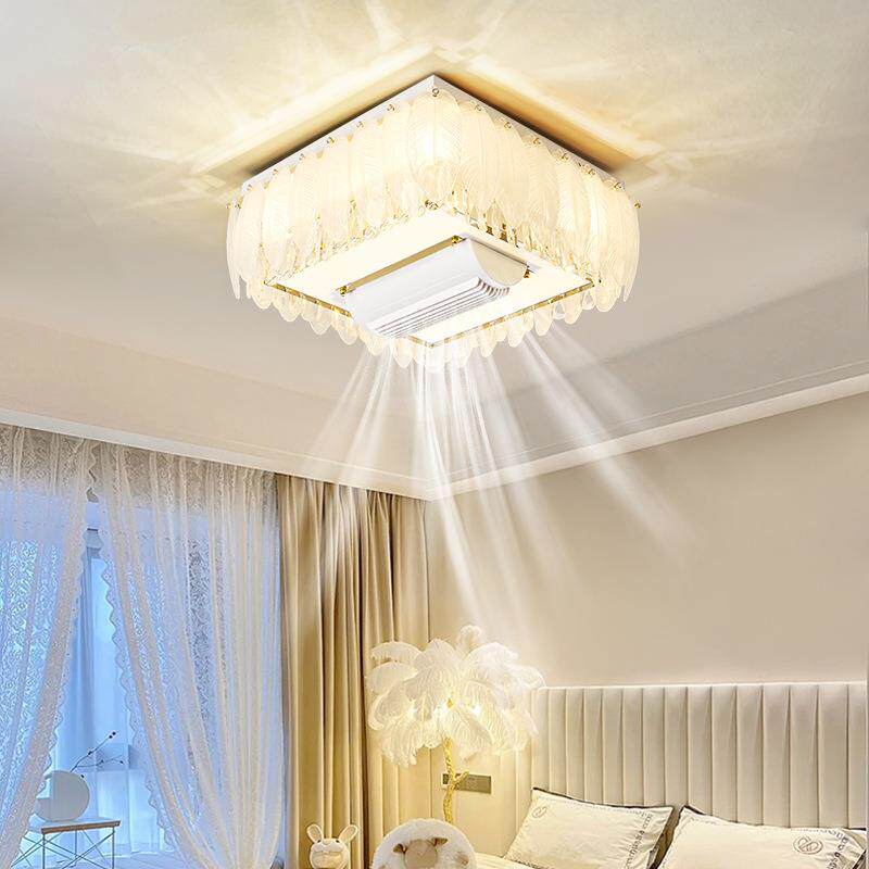 奶油风客厅灯74无叶风扇灯吊扇202新款4轻奢水晶灯主吸顶灯中山灯