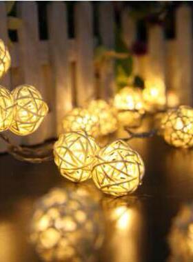 20 led warm white rattan ball string fairy lights for xmas w