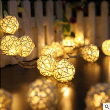 20 led warm white rattan ball string fairy lights for xmas w