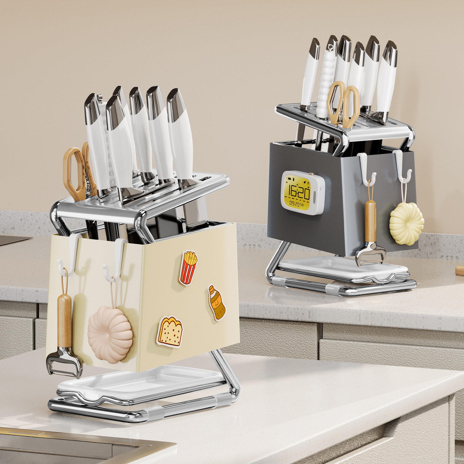 厨房2024新款刀架置物架厨房台面刀座放菜刀架子多功能刀具收纳架,厨房/烹饪用具,抹布架/厨房清洁收纳架,淘宝优惠券,粉丝福利购,淘宝优惠卷