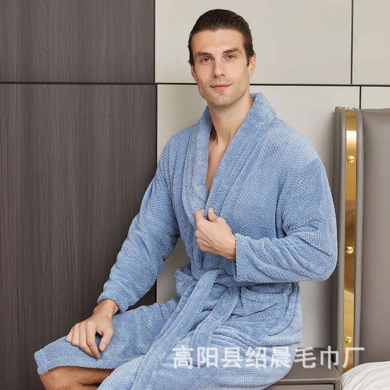 珊瑚绒浴袍吸水厂家不掉毛睡袍舒割草机/草坪机