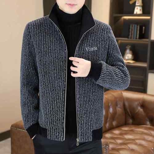 高端毛呢大衣男短款休闲立领夹克男加绒加厚冬装呢子外套男1218e