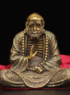 黄铜达摩摆件沉思禅意祖师佛像供奉家居客厅装饰工艺品中式摆设