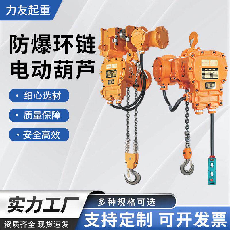 防爆环链电动葫芦1t2tt5t挂钩固定式运行式粉尘防爆遥控电动葫芦
