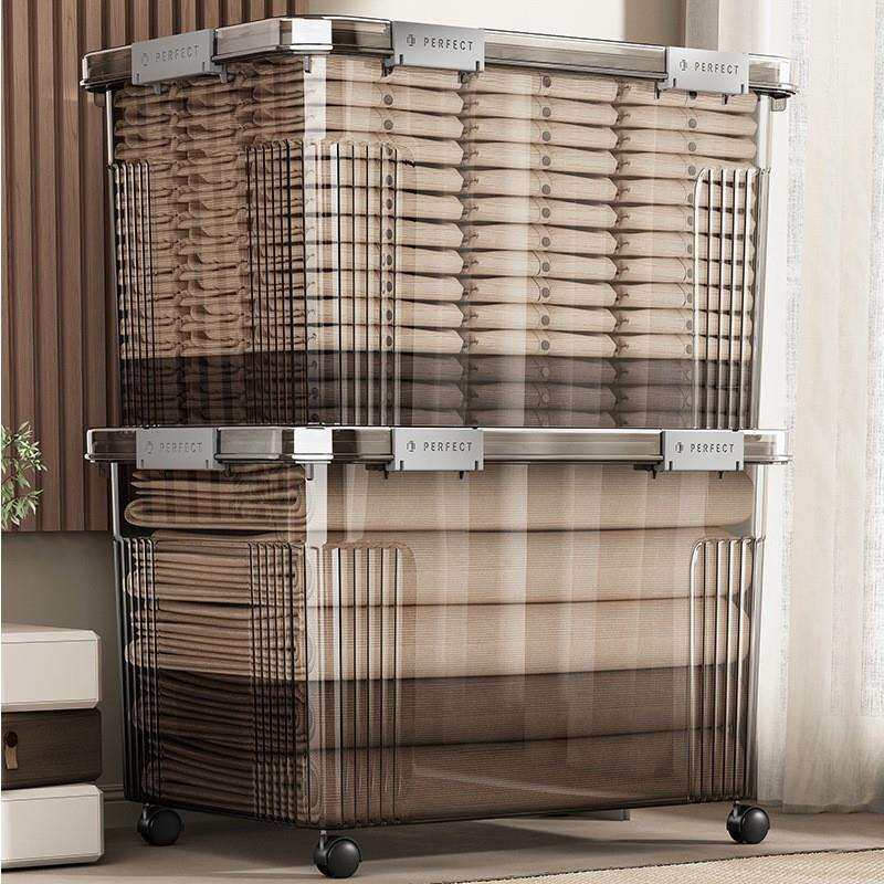 透明塑料收纳箱家用超大加厚衣服被子储物箱大容量带盖防尘收纳箱