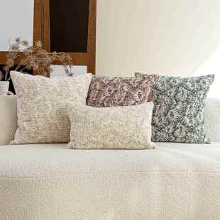 法式南洋风沙发抱枕高端雪尼尔提花芭蕉叶靠枕中古风客厅软装靠垫