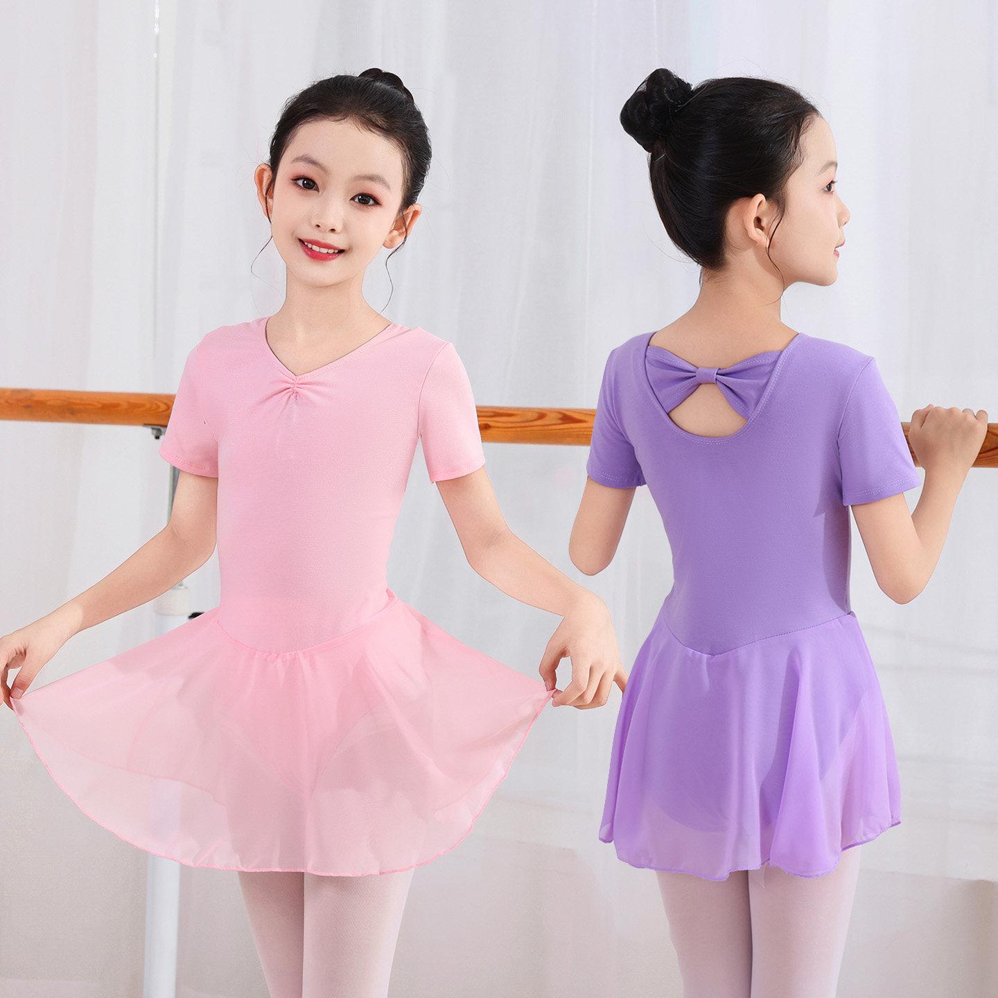 舞蹈服儿童女芭蕾舞练功服女童短袖夏长袖秋冬连体服形体服体操服