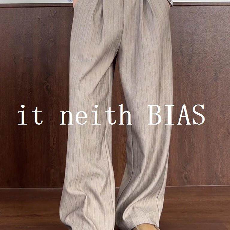 it neith BIAS老钱风条纹西装裤男秋季磨毛山本裤慵懒风垂感直筒