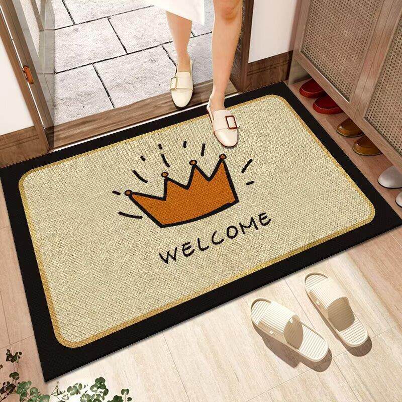 纯色雪尼尔厨房亚麻地垫家用编织长条地毯吸水加厚耐脏橡胶垫防滑