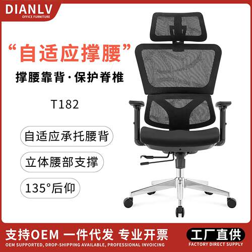 人体工程学椅久坐不累护腰椅子网布椅工学椅4D扶手可调节现代简约