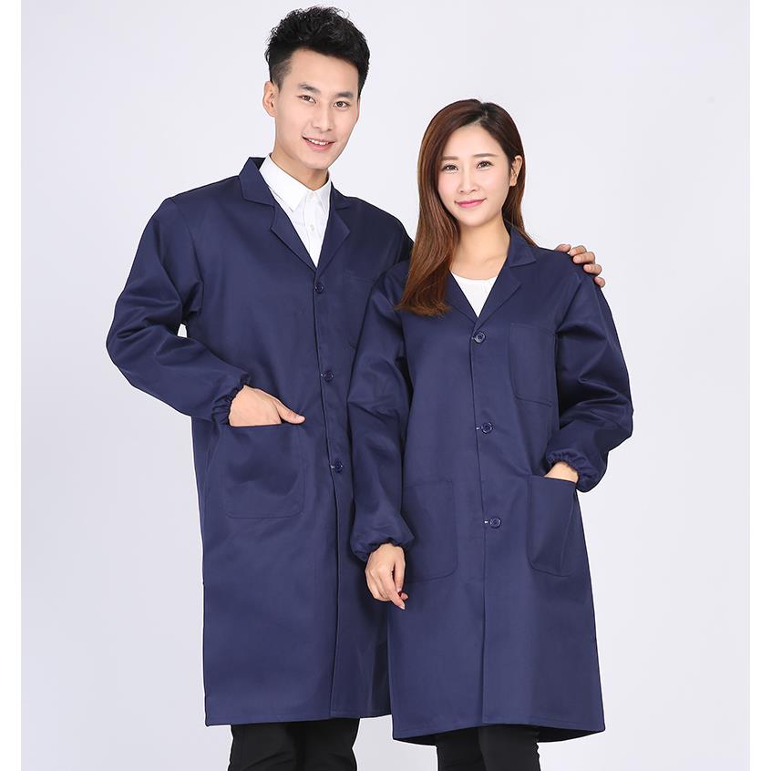 高档验保大褂男工作服耐脏长款搬运劳服蓝耐磨大褂大挂长衫防尘白